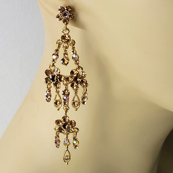 Crystal Chandelier Statement Earrings - Picture 1 of 8
